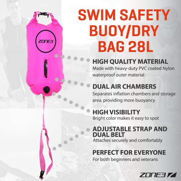 Swim Safety Buoy/Dry Bag 28L, pink, Zone 3